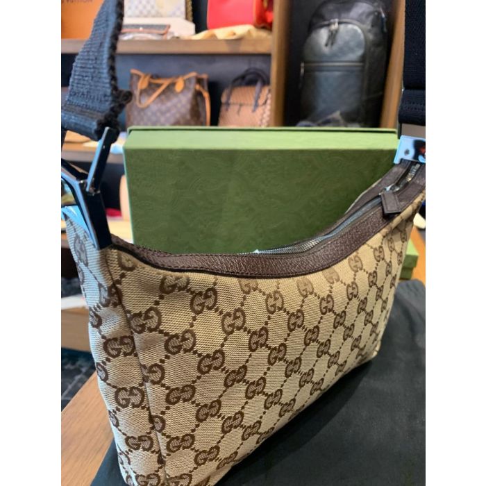 Bolsa Gucci Monogram Shoulder Bag Dark Brown 35098/3444 Moneyshop