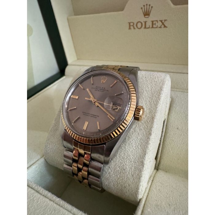 Rolex Oyster Perpetual Datejust Steel Gold Grey Dial Ref 1601 Moneyshop