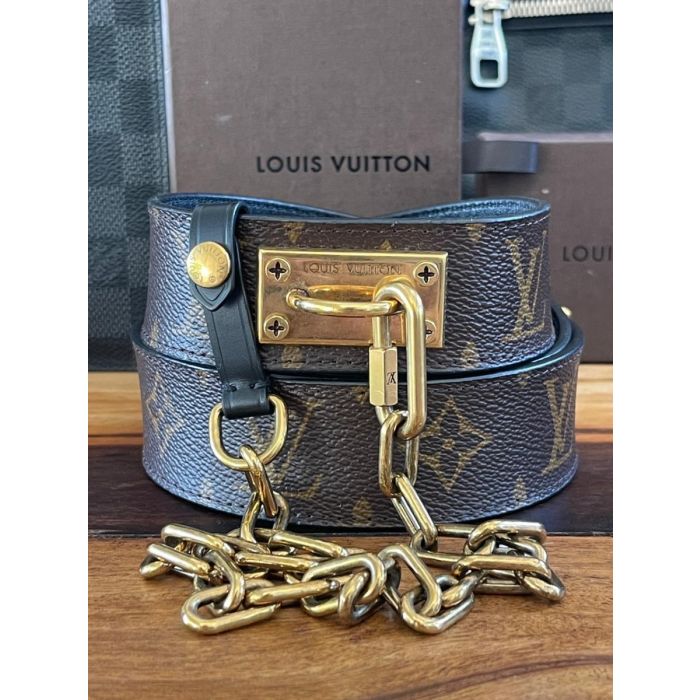 Louis Vuitton Signature Monogram Gold Chain Belt BC1159