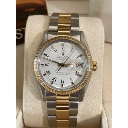 Rolex Oyster Perpetual Date 34 Acero Oro White Roman Dial